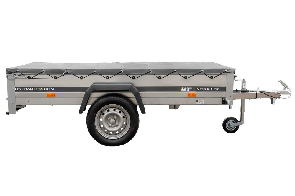 Kipper Pkw Anhänger Garden Trailer 230 KIPP [230 cm x 125 cm] mit Flachplane, Stützrad und Planenträger