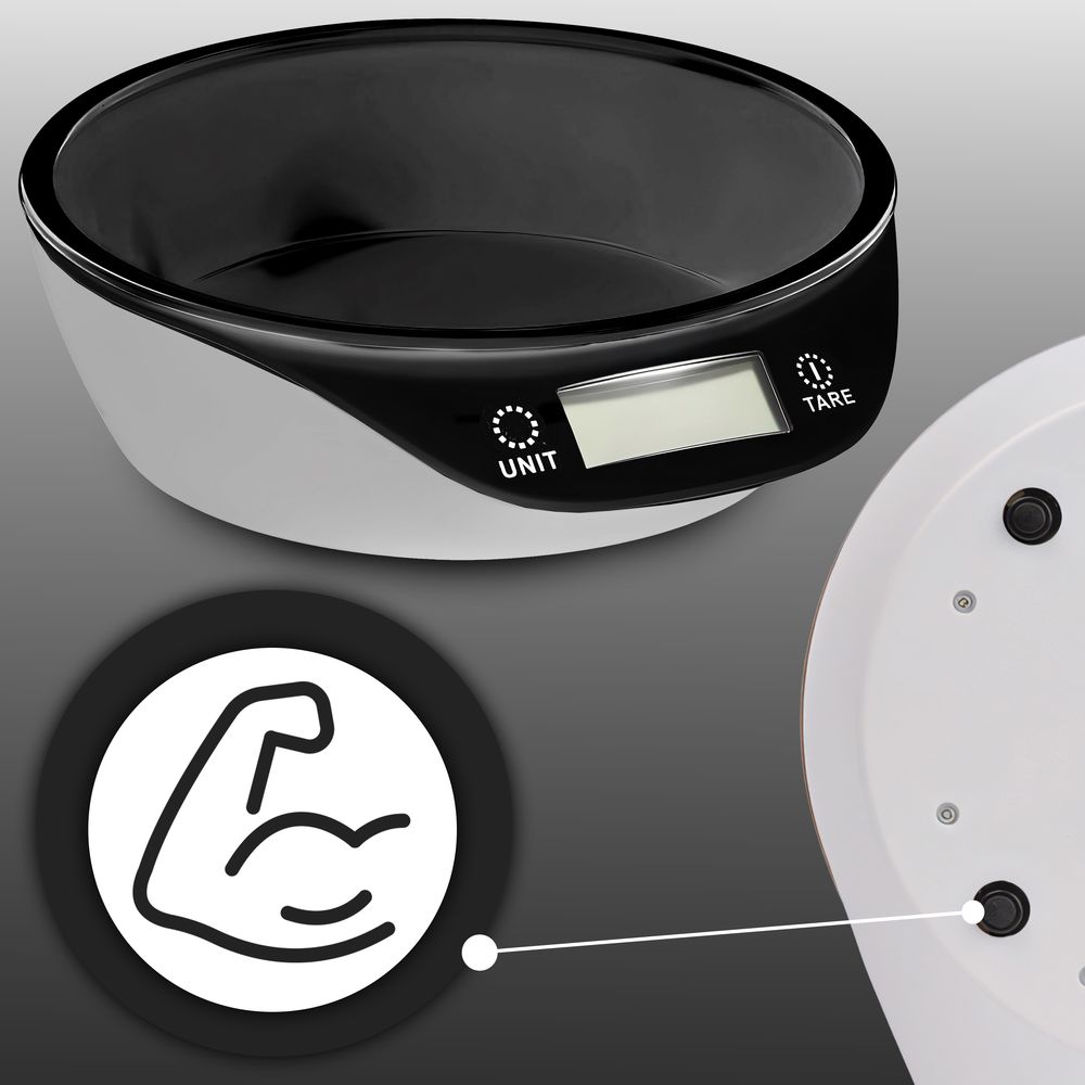 Digitale Küchenwaage mit Schüssel Digitalwaage mit LCD Display und Tara-Funktion Elektronische Waage bis 5kg Lebensmittelwaage Schwarz Retoo