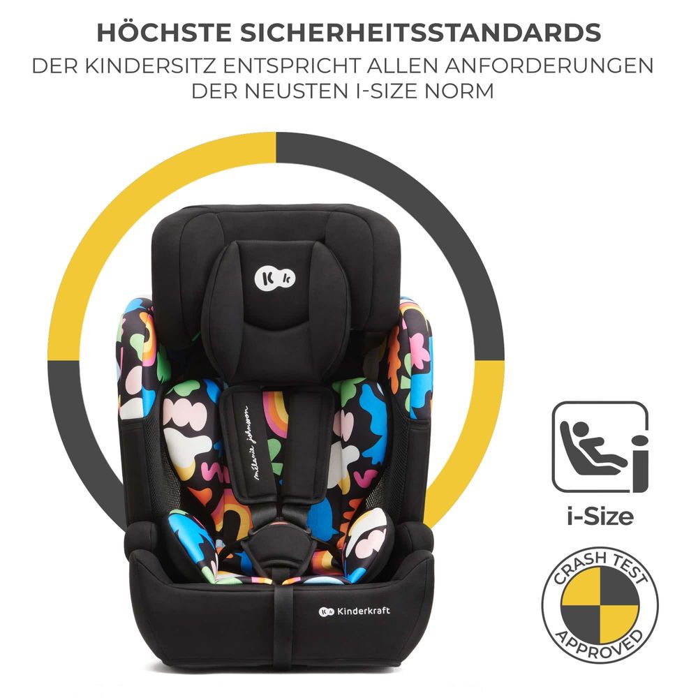 Kinderkraft COMFORT UP i-Size - Autokindersitz - Autositz - 76-150 cm - R129 Norm - 5-Punkt-Gurt - EASY GROW System - Belüfteter Sitz - Happy Shapes