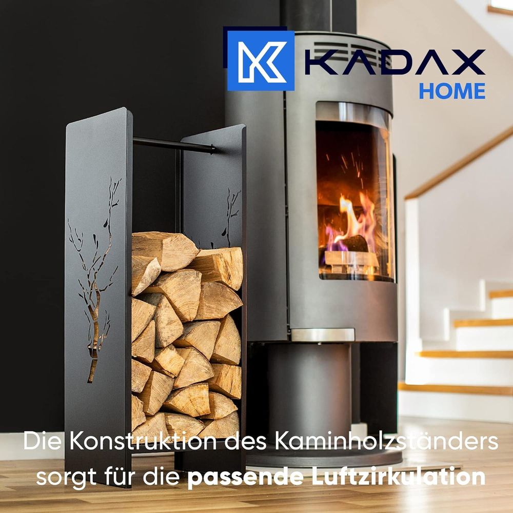KADAX Kaminholzgestell aus stahl "Trovo", Kaminholzhalter, pulverbeschichtetes 90 cm, Schwarz
