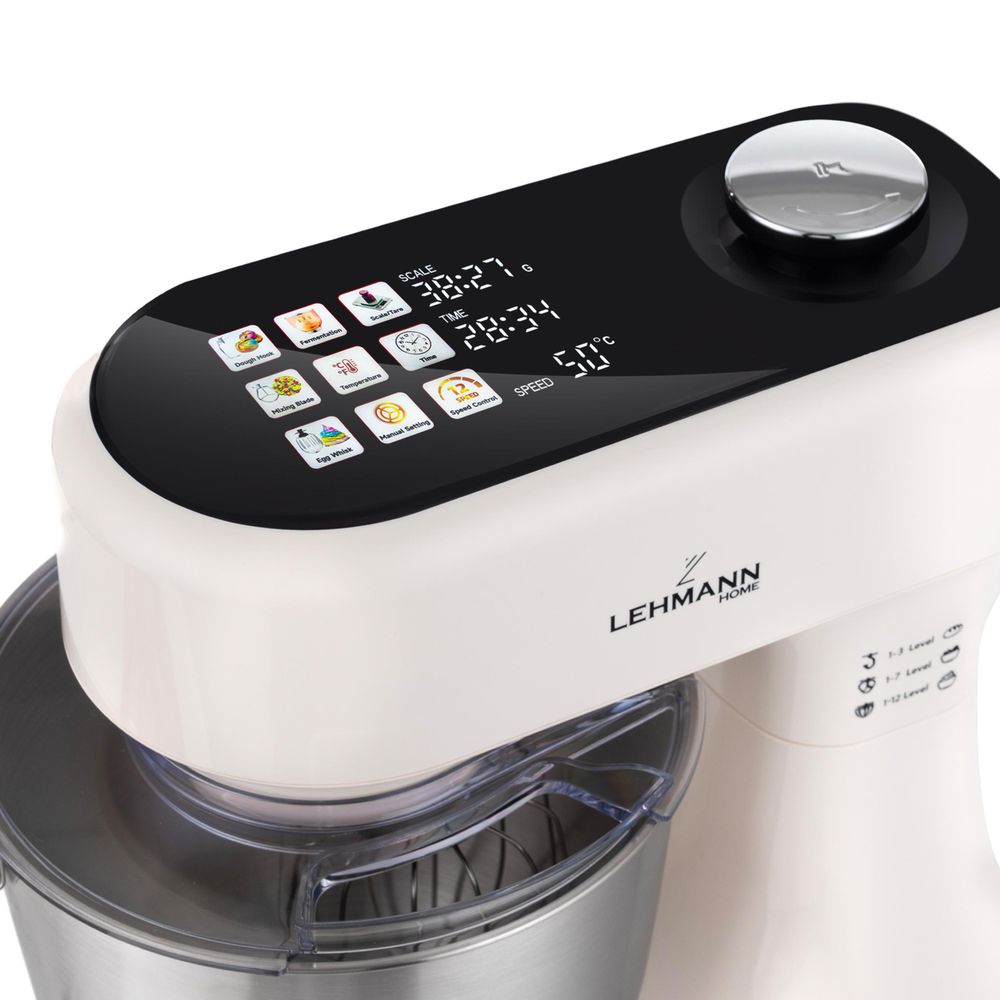 LEHMANN Impastatrice Planetaria, Funzione di Fermentazione, 5L Ciotola riscaldata fino a 45°C, Bilancia Integrata, Timer
