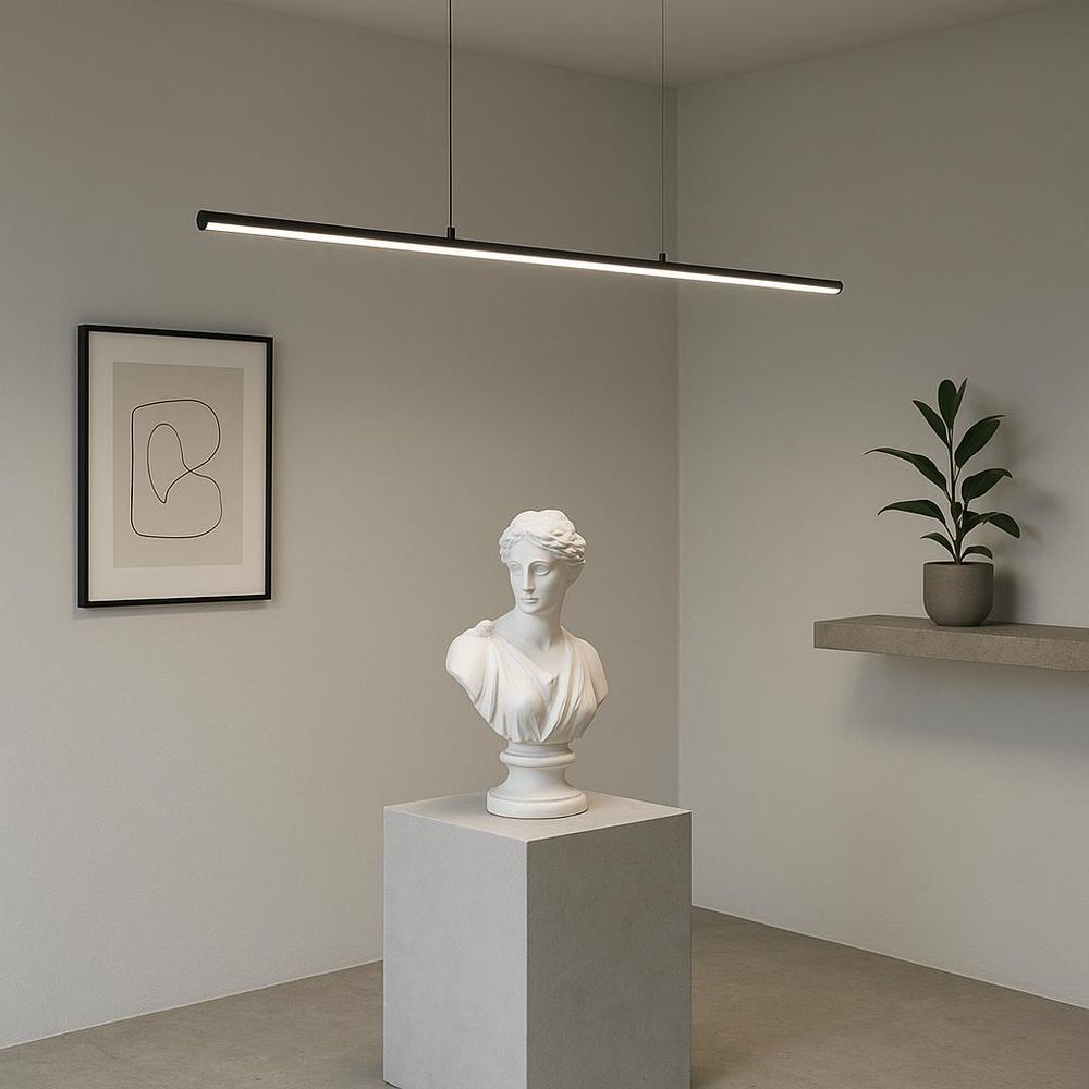 MasterLED XL Hängelampe 120cm Schwarz, LED Lichtleiste 4000K, Minimalistisch für Esszimmer & Küche