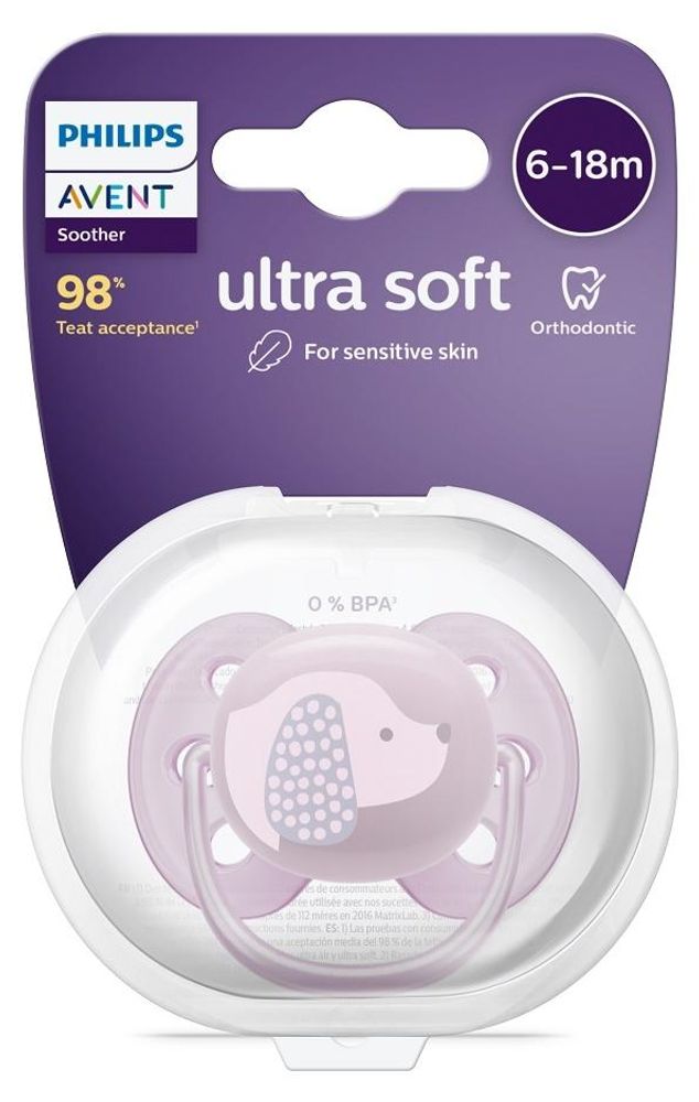 Philips AVENT SCF092/05, Ultraweicher Schnuller, Kieferorthopädisch, Silikon, Junge/Mädchen