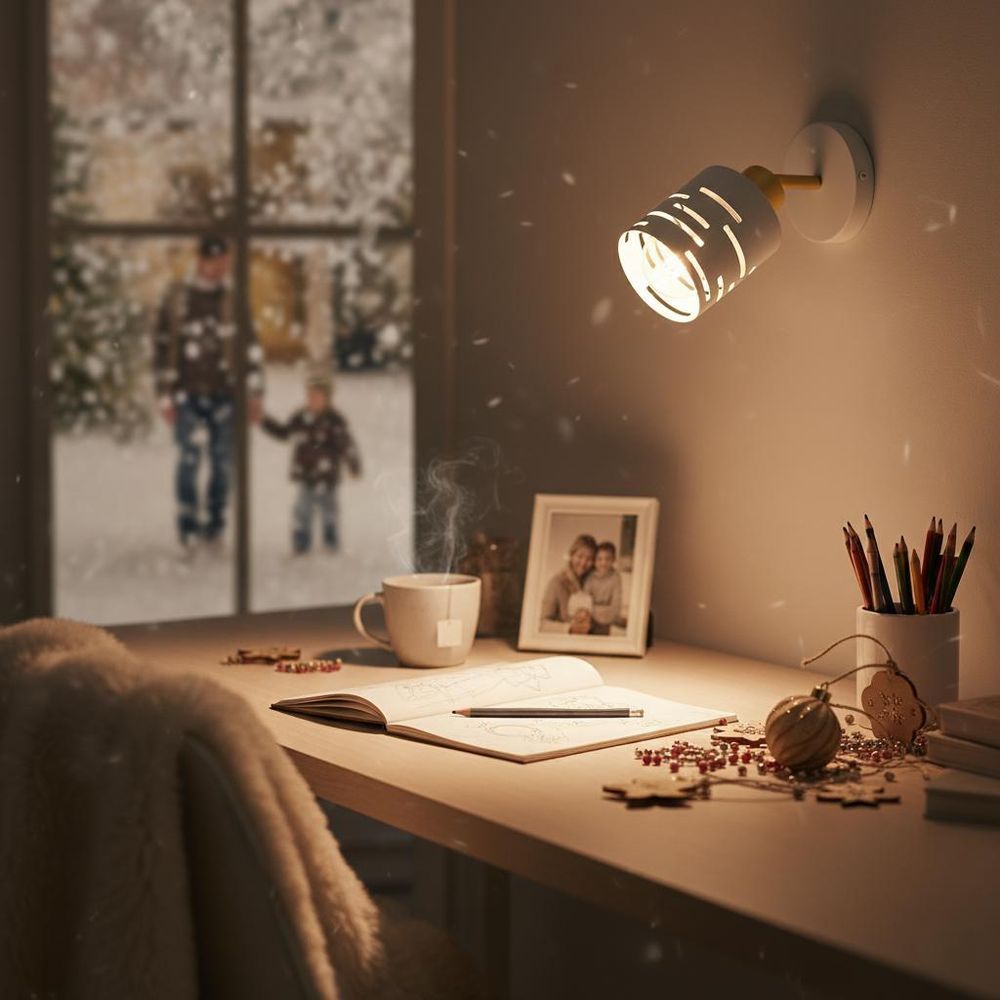 MasterLED Wandlampe E27 - Weiß mit Gold - Schwenkbare Innenleuchte aus Stahl - Elegant und modern