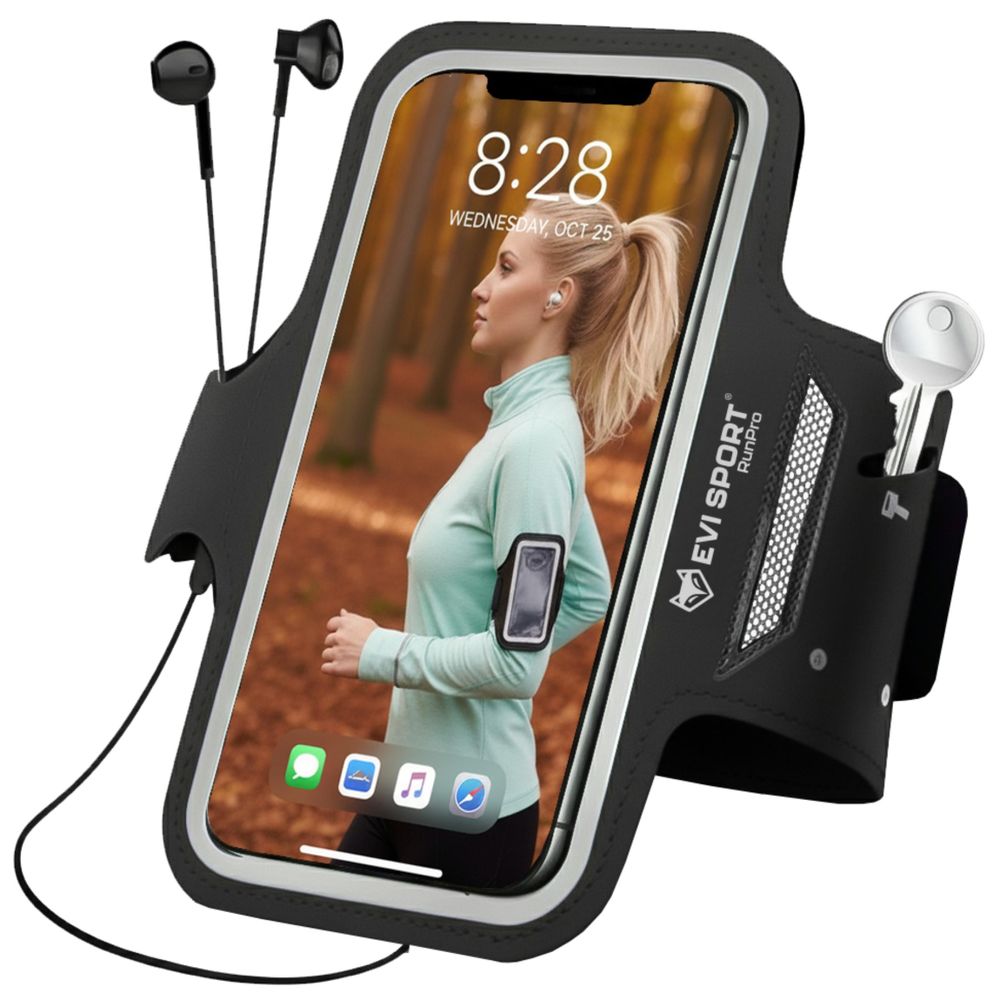 Sportarmband Handy 6,9 Zoll, Laufarmband Wasserabweisend für iPhone & Samsung, Jogging Tasche mit Touch-Funktion & Schlüsselfach, EVI RunPro