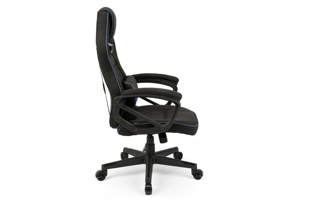 Fotel gamingowy SENSE7 Knight z tkaniny, czarno-niebieski – ergonomiczny fotel biurowy, fotel do komputera, fotel dla graczy, fotel wyścigowy, 120 kg