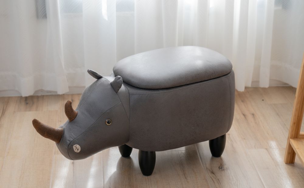 SVITA Tierhocker Stauraum Kinderhocker Sitzhocker Kinderzimmer Sitzbox Nashorn