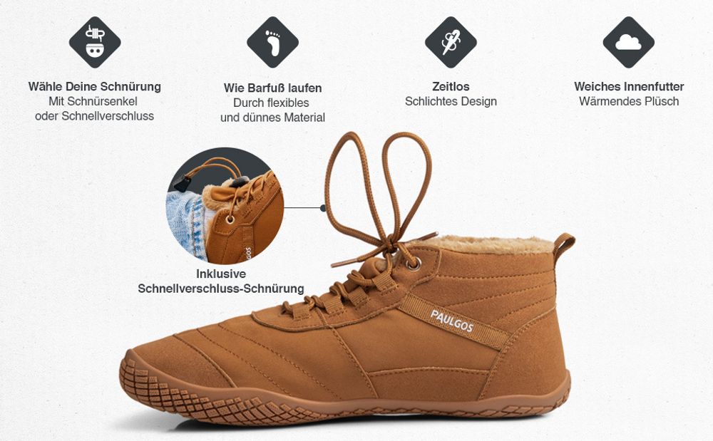 PAULGOS Winterbarfußschuhe, uni, Größe 37-47 in 3 Farben