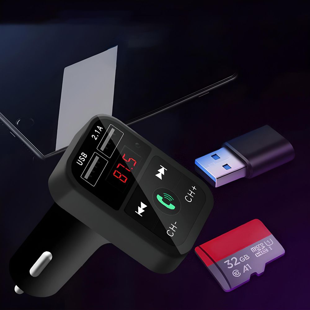 Bluetooth FM Transmitter für Auto Rot Leuchte Drahtloser Radio Kfz-Empfänger Adapter mit Freisprecheinrichtung Dual USB Ladegerät 5V 3.4A Retoo