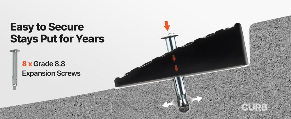 VEVOR Bordsteinrampe aus Gummi, 15 T Tragkraft, Auffahrtsrampe 5,08 cm hohe, robuste Schwellenrampe mit Ablauftank für Rollstühle, Kinderwagen, Motorräder, Autos, Rasenmäher & Anhänger, 2er-Pack