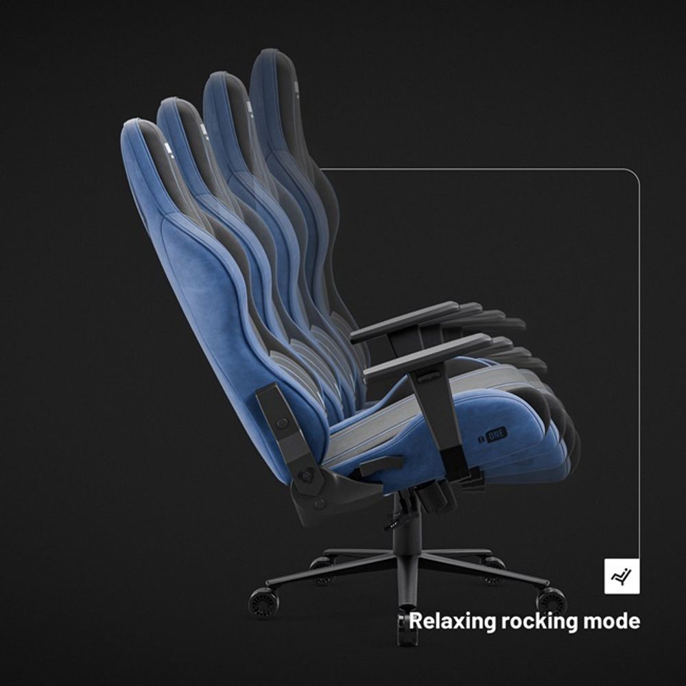 Diablo X-One 2.0 Gaming Stuhl Stoffbezug Bürostuhl Schreibtischstuhl Wippfunktion Lendenkissen Kopfstütze Belastbar bis 150 kg Night-Blue Normal L