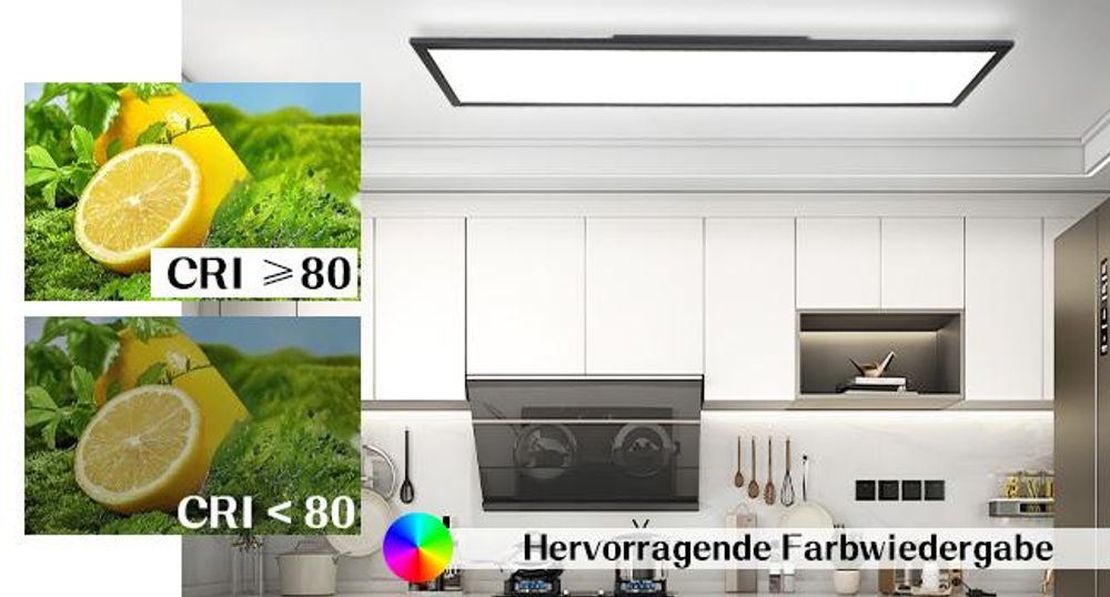 Panneau LED ZMH noir, plafonnier à intensité variable - Plafonnier plat pour bureau avec télécommande, lampe de salon 100 x 25 cm, lampe de cuisine 42 W, panneau de plafond