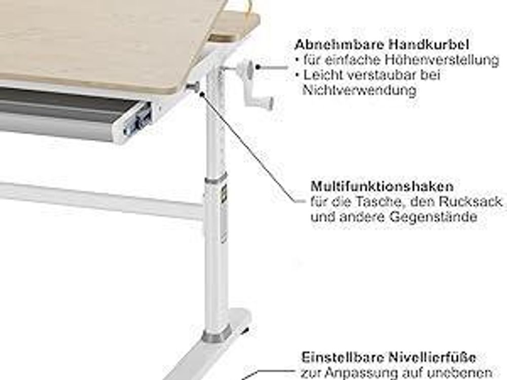 HOKO Kinderschreibtisch-Set 120x60 cm höhenverstellbar, mit neigbarer Tischplatte, vielseitig verstellbarer Kinderstuhl, Holzoptik/Rosa, CELIN & LAURA