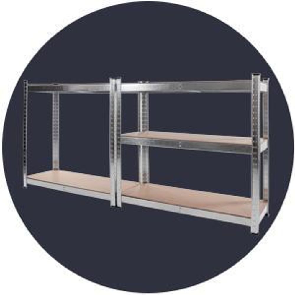Steckregal 2x Werkstattregal 1800x900x400 mm, 5 Ebenen, verzinkt, Traglast gesamt 875 kg, Kellerregal Schwerlastregal Metallregal Lagerregal