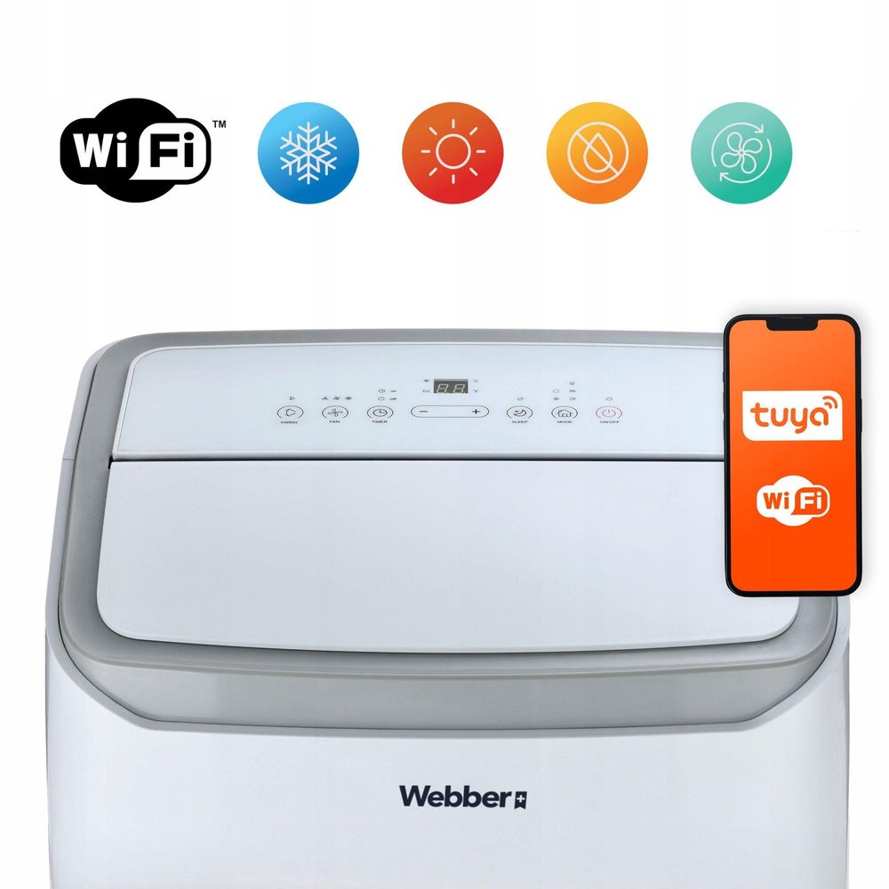 Klimatizácia Webber 16 000 BTU 4 v 1 s Wi-Fi, funkciou kúrenia a odvlhčovačom vzduchu pre priestory do 59 m²