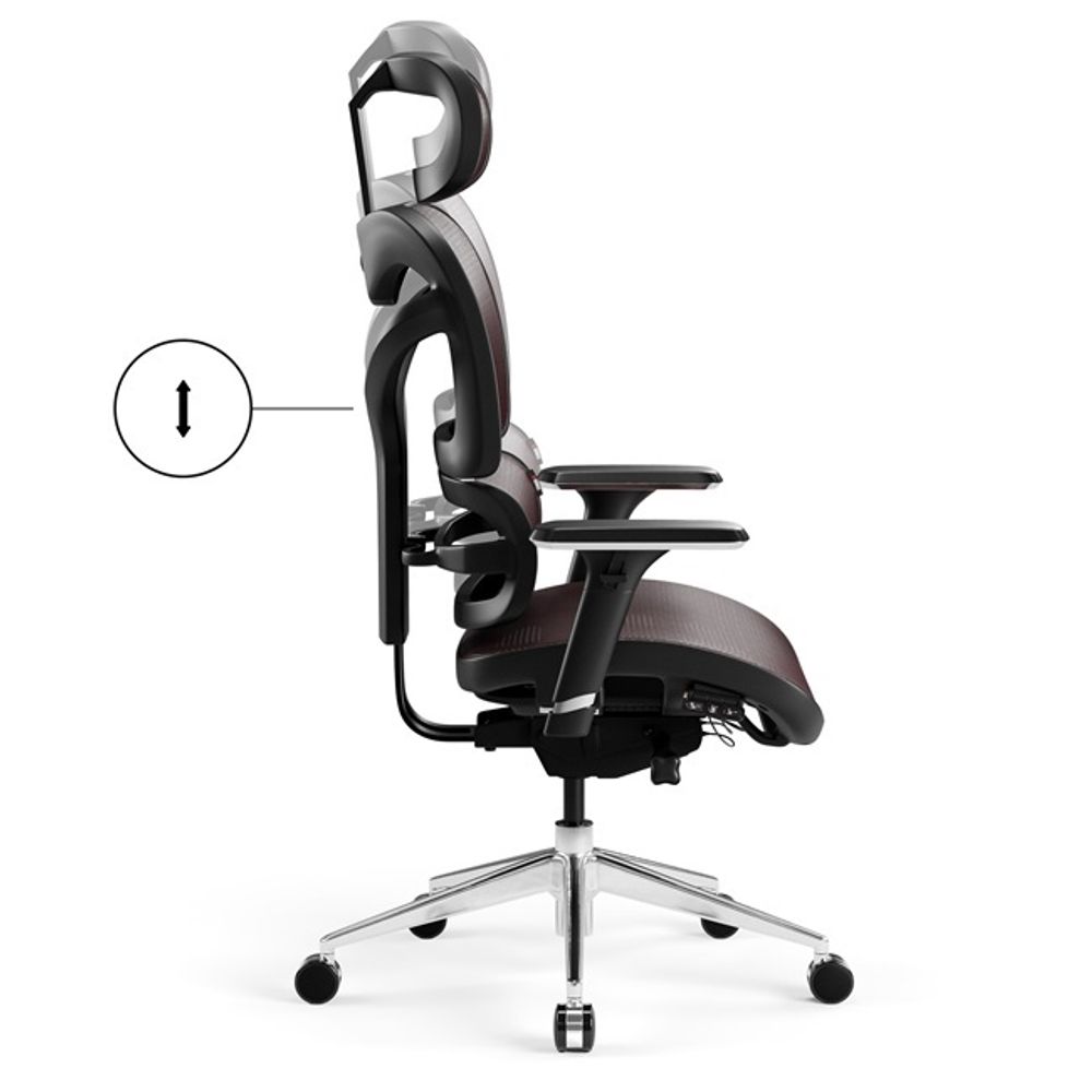 Diablo V-Commander Ergonomischer Bürostuhl Schreibtischstuhl Chefsessel 3D Armlehnen Verstellbare Kopfstütze & Sitzfläche Netzstof Farbe: Schwarz-Burgunderrot