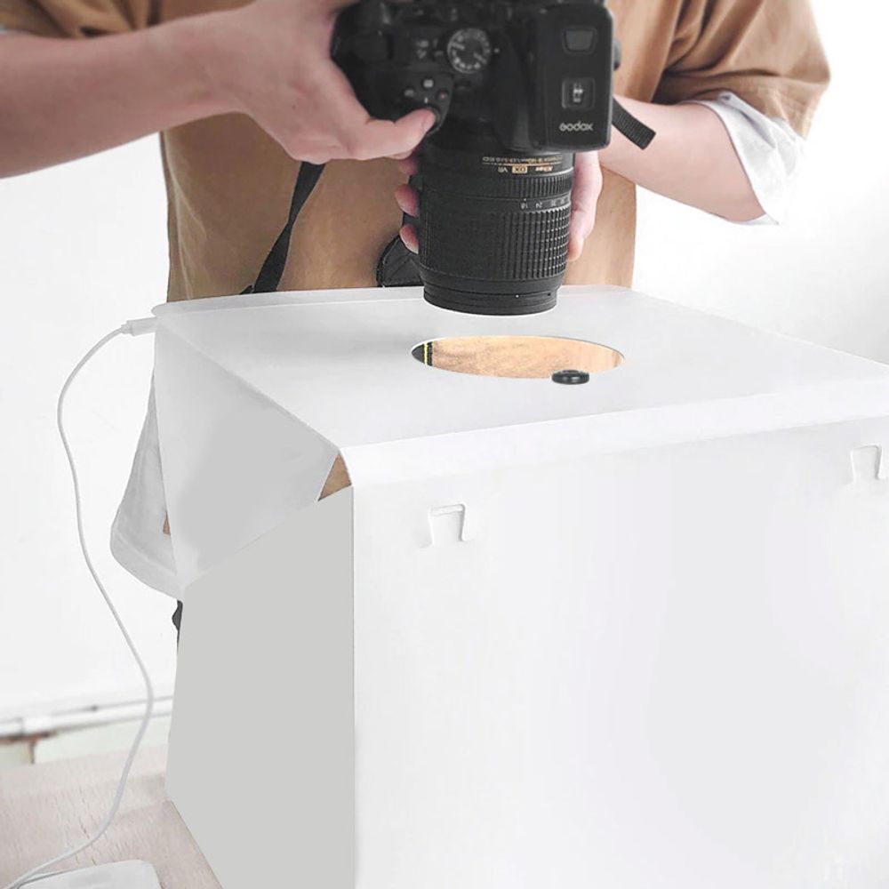 Fotostudio Fotobox 30 x 30 cm LED Fotozelt Set 2 Hintergrund Farben Tragbare Photobox Faltbare Fotografie Schießzelt Lichtbox Softbox Retoo