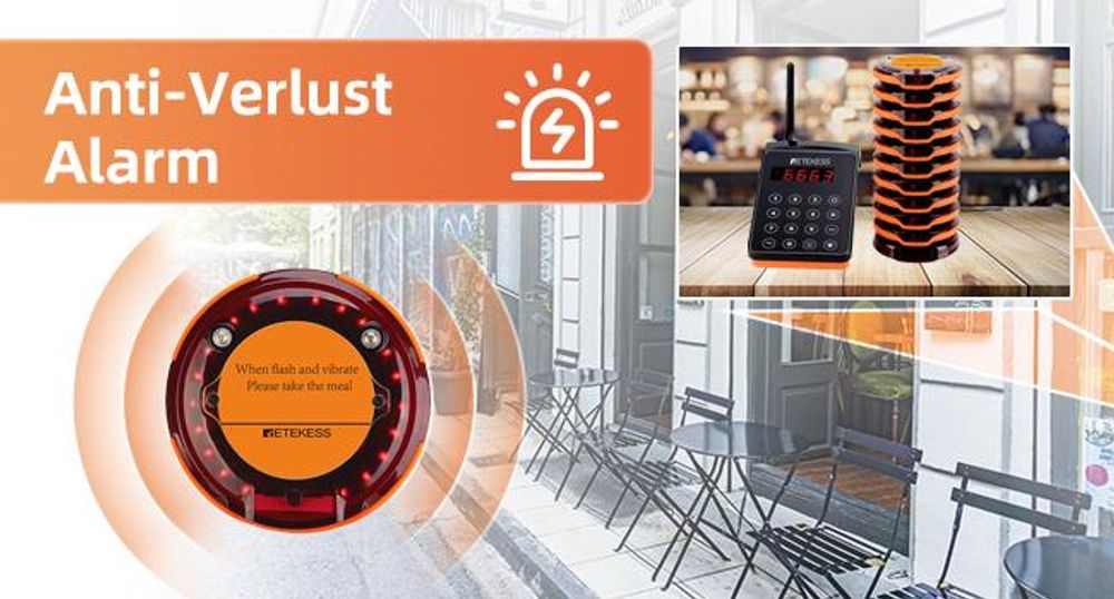 Retekess TD156 Pager Rufsystem, 800M Pager Syetem, IP67 Wasserdicht, 500mAh Akku, Service-Countdown-Zeit, Logistic aufrufsystem, Hotel, Schule
