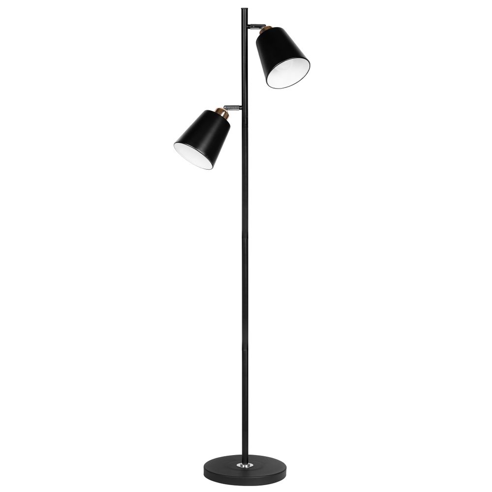 MasterLED Stehleuchte – Höhe 1400 mm – schwenkbar – schwarz mit gold – 2-flammig – stehlampe schwarz gold – wohnzimmer standleuchte – KOKO