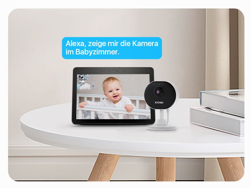 ZOSI 2 Stück 2MP Innen WLAN Überwachungskamera, Magnetfuß, 2,4GHz WiFi, Plug-in Strom