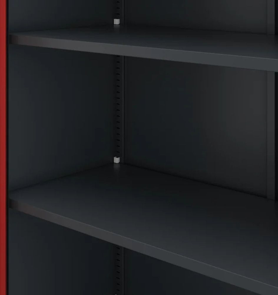 Büroschrank C001 Aktenschrank Lagerschrank Mehrzweckschrank Metallschrank 4 Fachböden Pulverbeschichtung Stahlblech 185 cm x 90 cm x 40 cm, Farbe: Anthrazit/rot