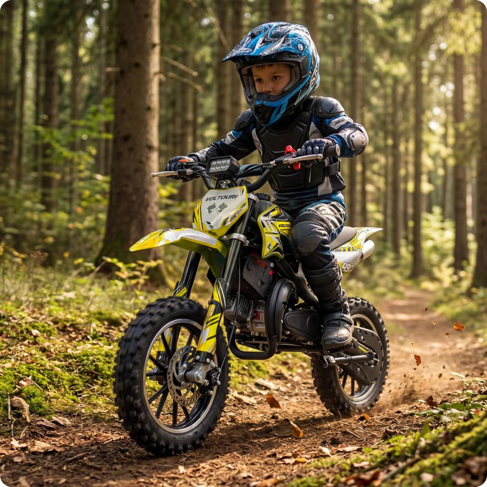 VOLTOURI Mini Cross Spalinowy CR49-E | Elektryczny Start | 49 cm³ | 35 km/h | Żółty
