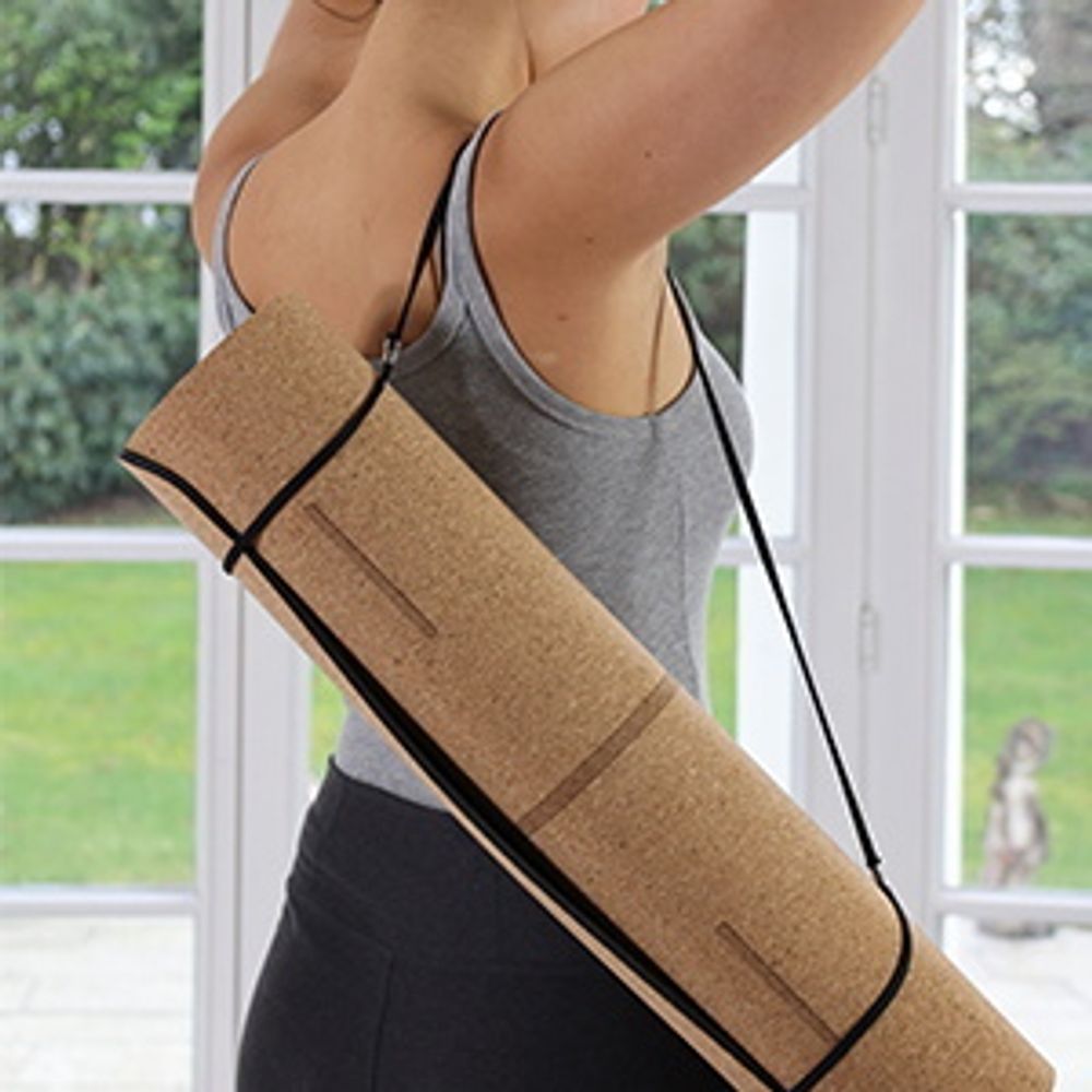 DH FitLife mata do jogi z korka i TPE (duży lotos), mata gimnastyczna 183 x 61 x 0,6 cm, mata sportowa do jogi, mata fitness antypoślizgowa, mata do jogi grubsza z liniami orientacyjnymi