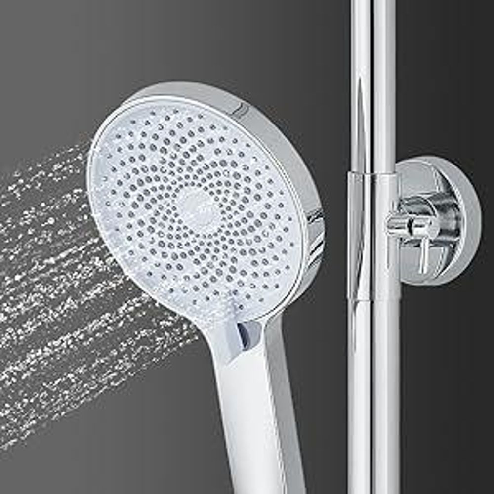 STANEW Duscharmatur Badezimmerdusche mechanisches Duschset, Regendusche mit rundem Duschkopf und 3 Düsen, Silber