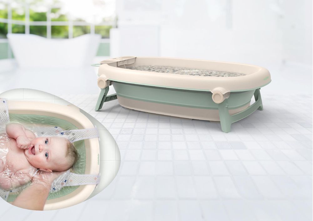 Neno Lucy – Faltbare Babybadewanne mit Thermometer und Neugeborenen-Einsatz