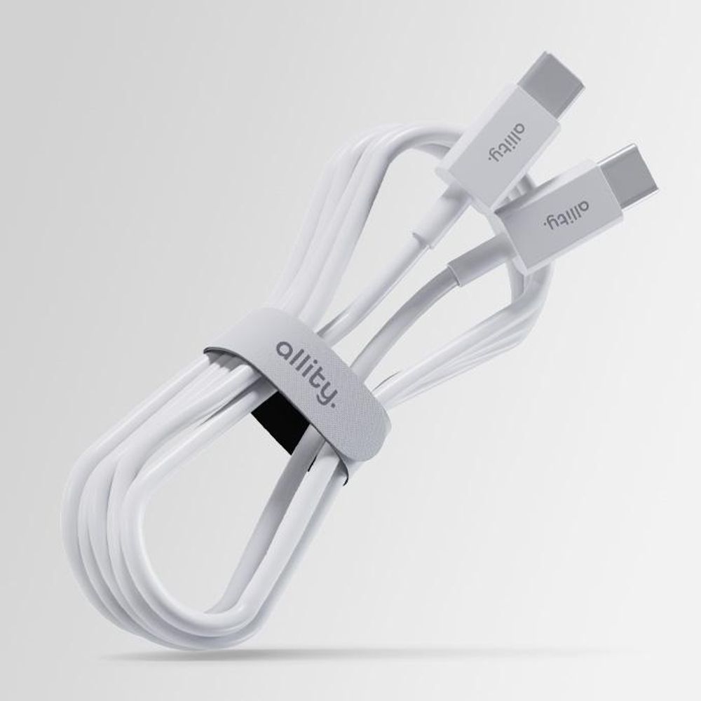 Allity USB Typ-C zu USB-C Kabel, schnelles Laden, 60W, 2m lang, universell einsetzbar, weiß