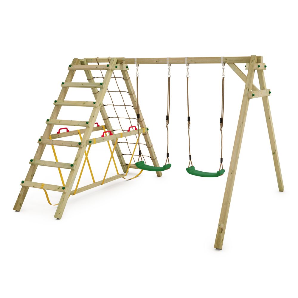 Kinderschaukel Wickey Smart Hike mit Kletteranbau und Schwebebalken in Grün