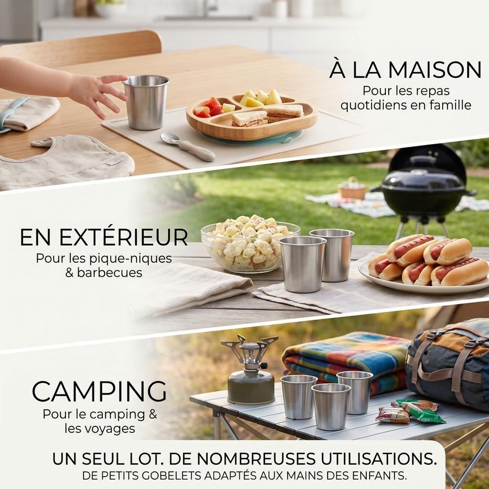 Gobelets en inox pour les boissons lors d’un pique-nique.