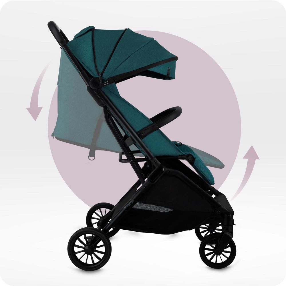 MoMi ANDREA – Buggy mit Automatik-Faltung, Drehbügel, Zubehör inklusive – Türkis