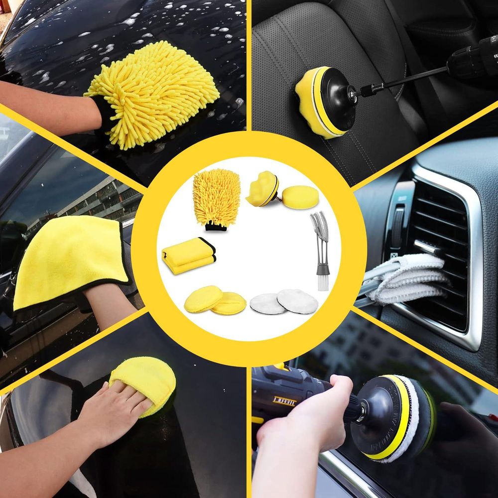 LUXTOM | Auto Reinigungsset, 27 Stück, Autopflege Set, Auto Detailing Pinsel, für Auto Reinigung, Auto Außenreinigungsset, Auto Polierset