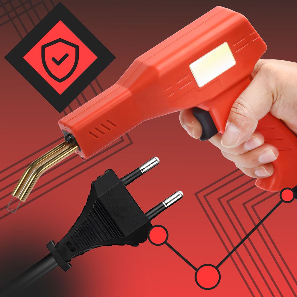 Kunststoff Schweißgerät Auto Schweißen Plastik Reparatur Set | 50W | mit LED Licht | mit 1200 Klammern | Lötkolben für Kunststoffe Heißhefter Retoo