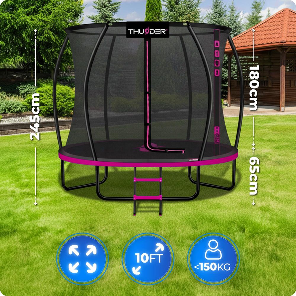 Thunder Gartentrampolin Ultra 305 cm 10 ft Innennetz 150 kg Rosa Schwarz