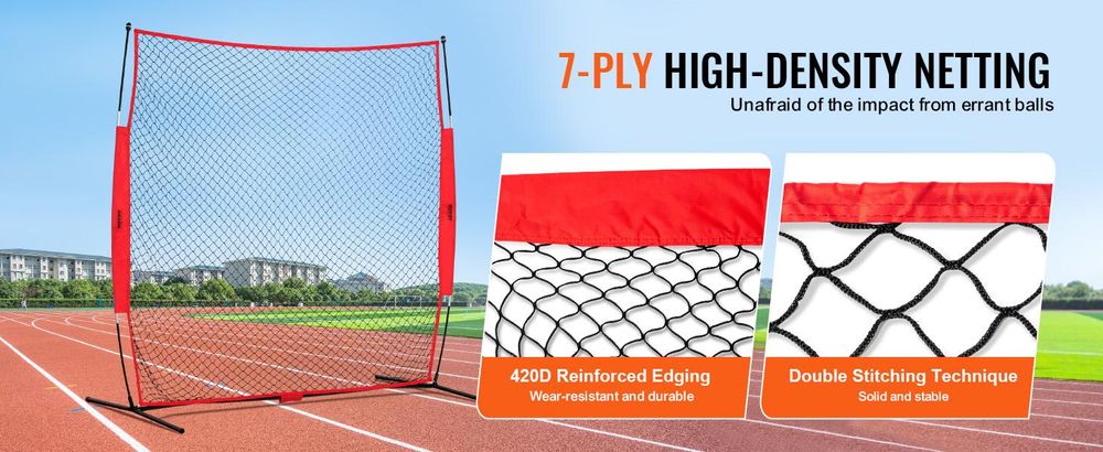 VEVOR Barricade Backstop Netz, 7x7 ft Ball Sport Barriere Netz, Tragbare Übungsgeräte mit Tragetasche, Schutzschirm für Baseball Softball Lacrosse Fußball Hockey Training, für den Garten