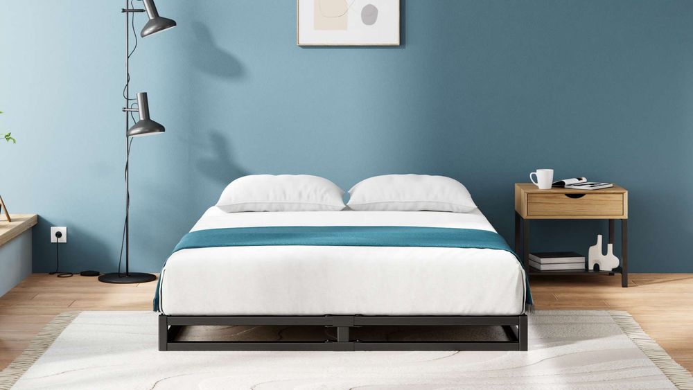 Zinus Joseph Metallbett - Bett 180x200 cm - Höhe: 15 cm - Bettgestell mit Lattenrost - Doppelbett - Einfache Montage - Bettrahmen schwarz