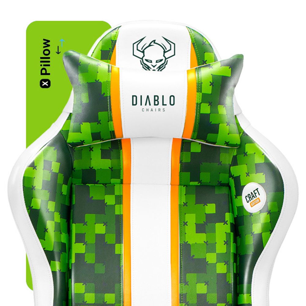 Diablo X-One 2.0 Gaming Stuhl Bürostuhl Schreibtischstuhl Verstellbare Armlehnen Ergonomisches Design Nacken/-Lendenkissen Craft Edition Small