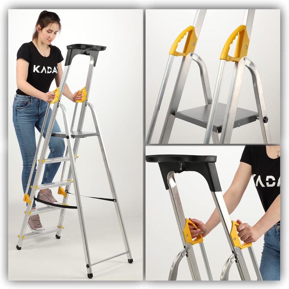 KADAX Alu-Leiter, "Bykle", 162 cm, Leiter mit Handlauf, 5 Stufen