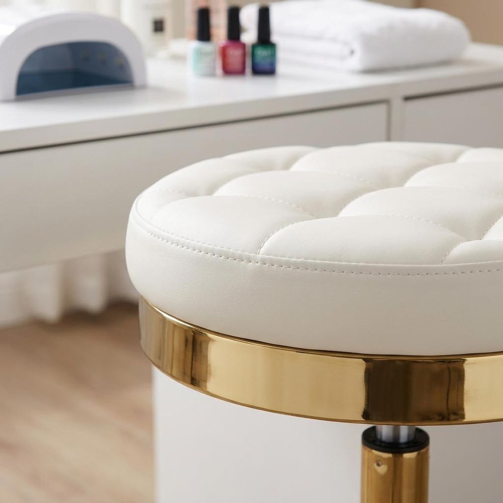 Tabouret d'esthétique avec dossier, tabouret de coiffure pivotant, siège rond réglable en hauteur,