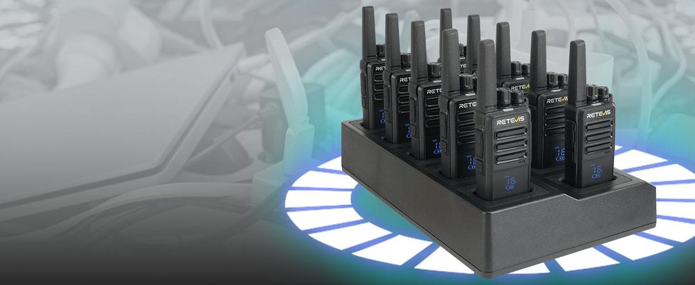 Retevis RT668H Funkgeräte, Walkie Talkie mit 10-in-1 Ladegerät, funkgeräte Set mit Bildschirm, Lizenzfrei PMR Funkgerät mit Headset