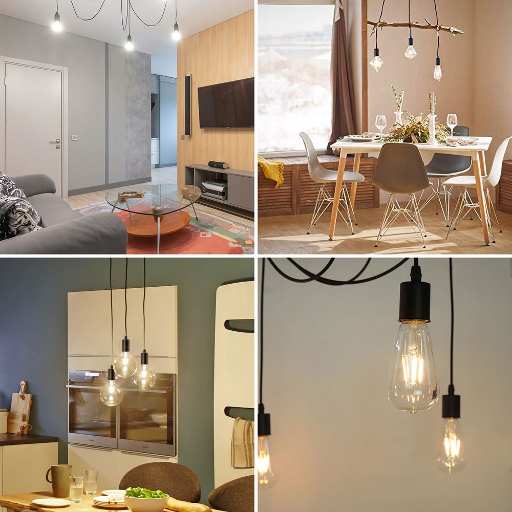 LUMILED Pendelleuchte Hängeleuchte kreativ Kronleuchter Spinne Deckenleuchte Vintage E27 Fassung LED schwarz Metall höhenverstellbar (3 flammig)