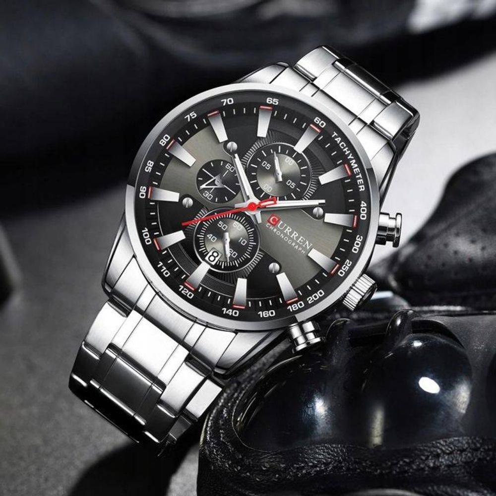 CURREN Herren-Armbanduhr klassisch elegant Chronograph mit Datumsanzeige