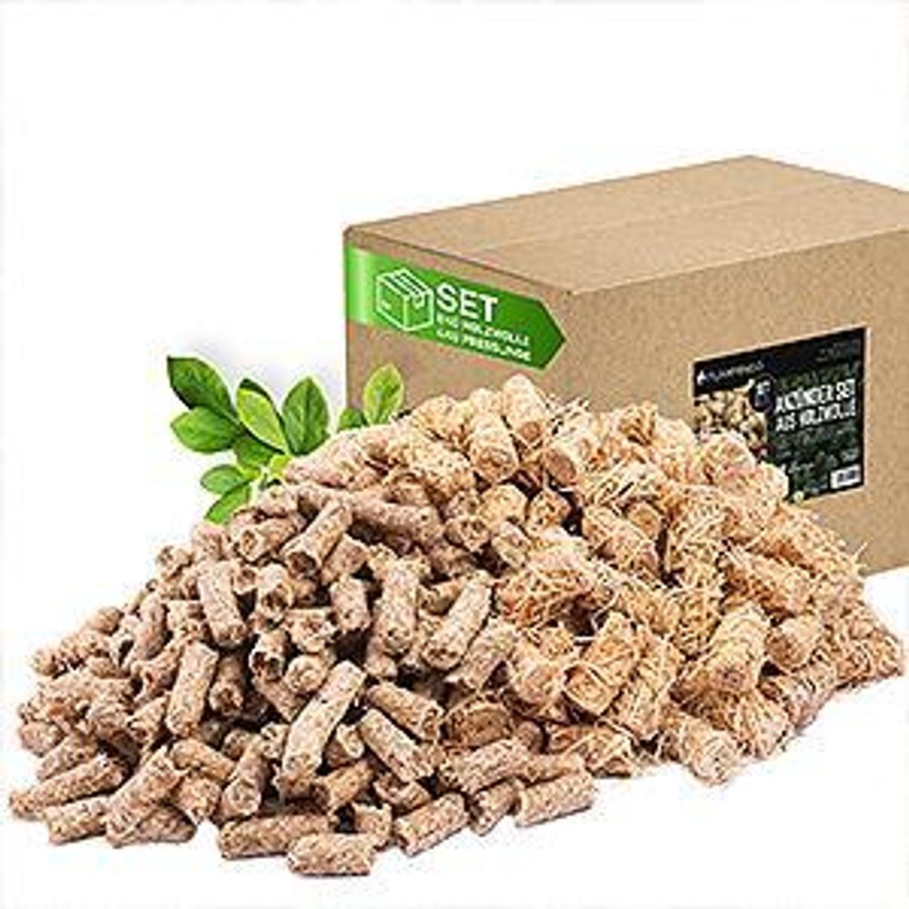 Anzünder Set 12kg (Holzwolle 8kg + Presslinge 4kg)