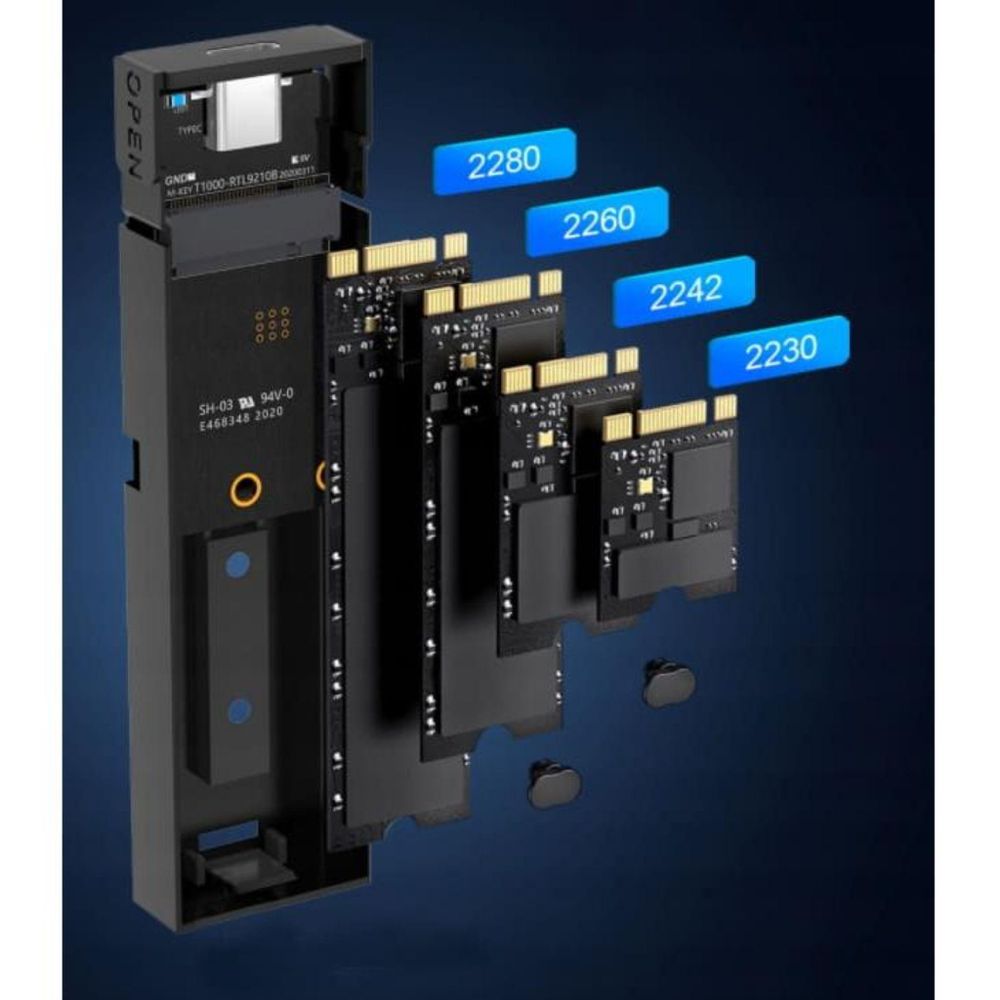 Obudowa SSD - M.2 SATA NGFF - USB 3.0 - 6 Gbit/s - B Key B+M - 2230-2280 - Aluminium - Czarny