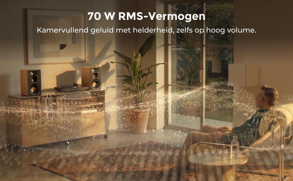 Ultimea Signature BS-30, actieve 3-weg boekenplankspeaker, geschikt voor plaatsing op een boekenplank, met HDMI-aansluiting