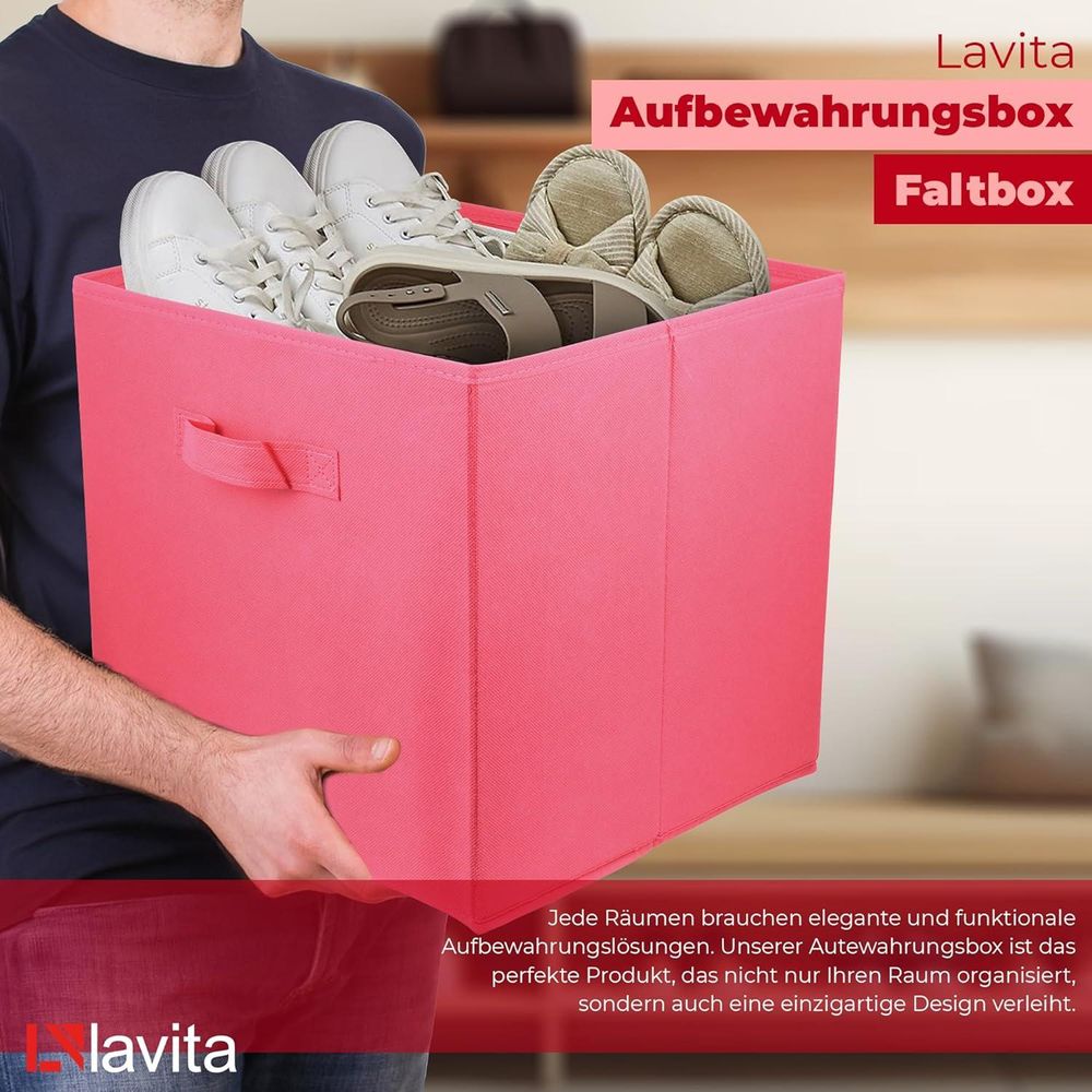 Lavita Storage Box | faltbare Aufbewahrung Boxen 31 x 31 x 31 cm | Schubladen-Organizer Box| Ordnungssysteme für Kleidung | Kleideraufbewahrung & Organisation | dunkelpink | 1 stück