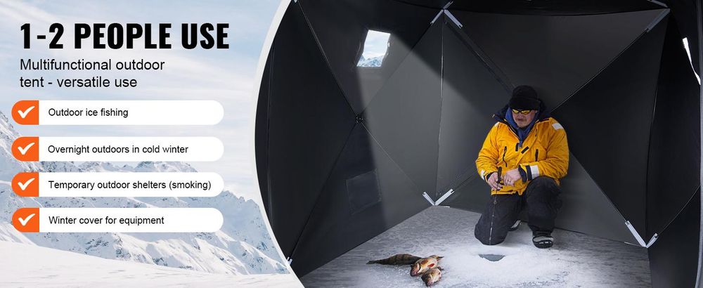 VEVOR Tragbares Eisangelzelt, Pop-Up-Zelt zum Eisfischen für 1–2 Personen, Angel