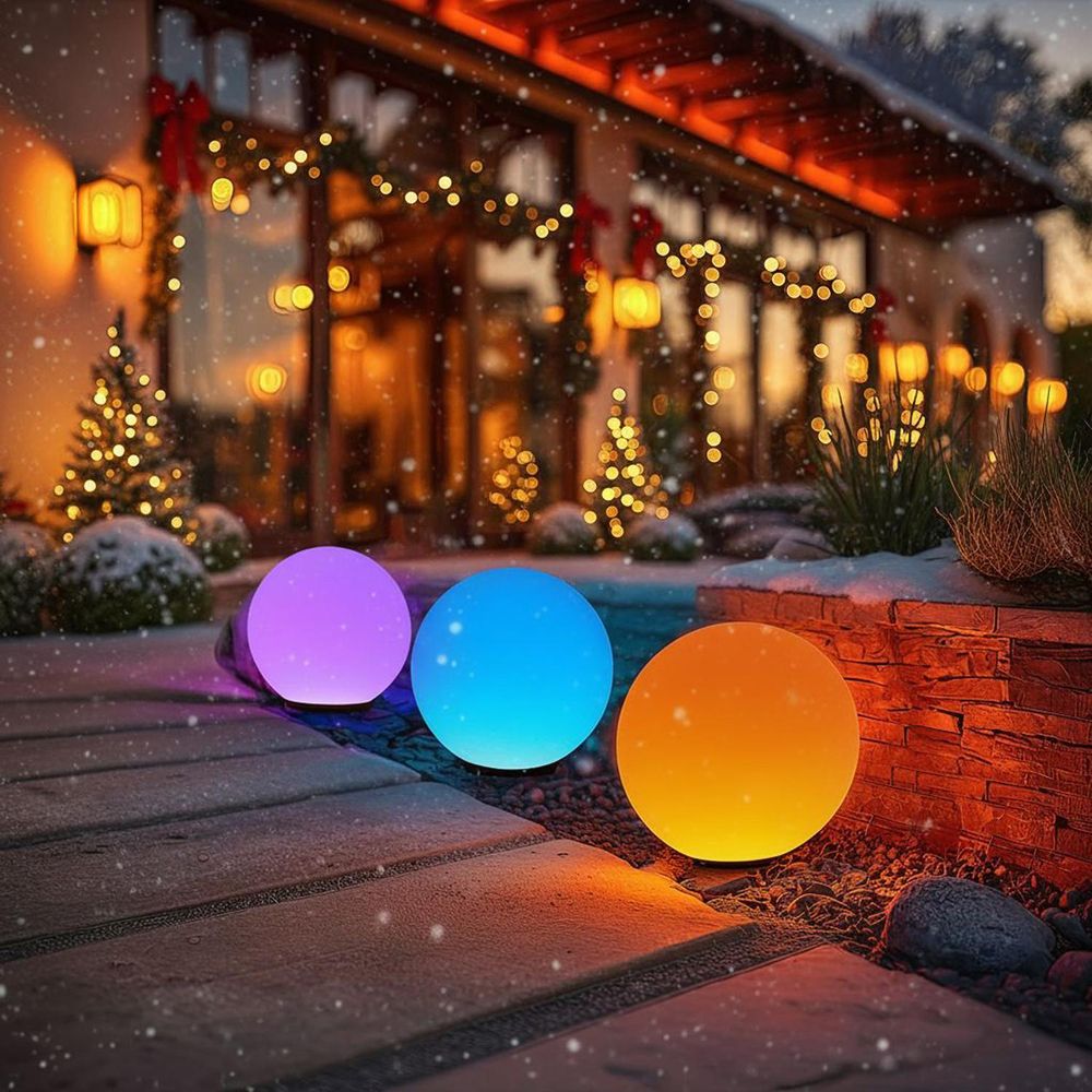 Solarlampe Solarkugel Kugelleuchte Gartenleuchte Solar Erdspieß Bunt Farbwechsel  25cm